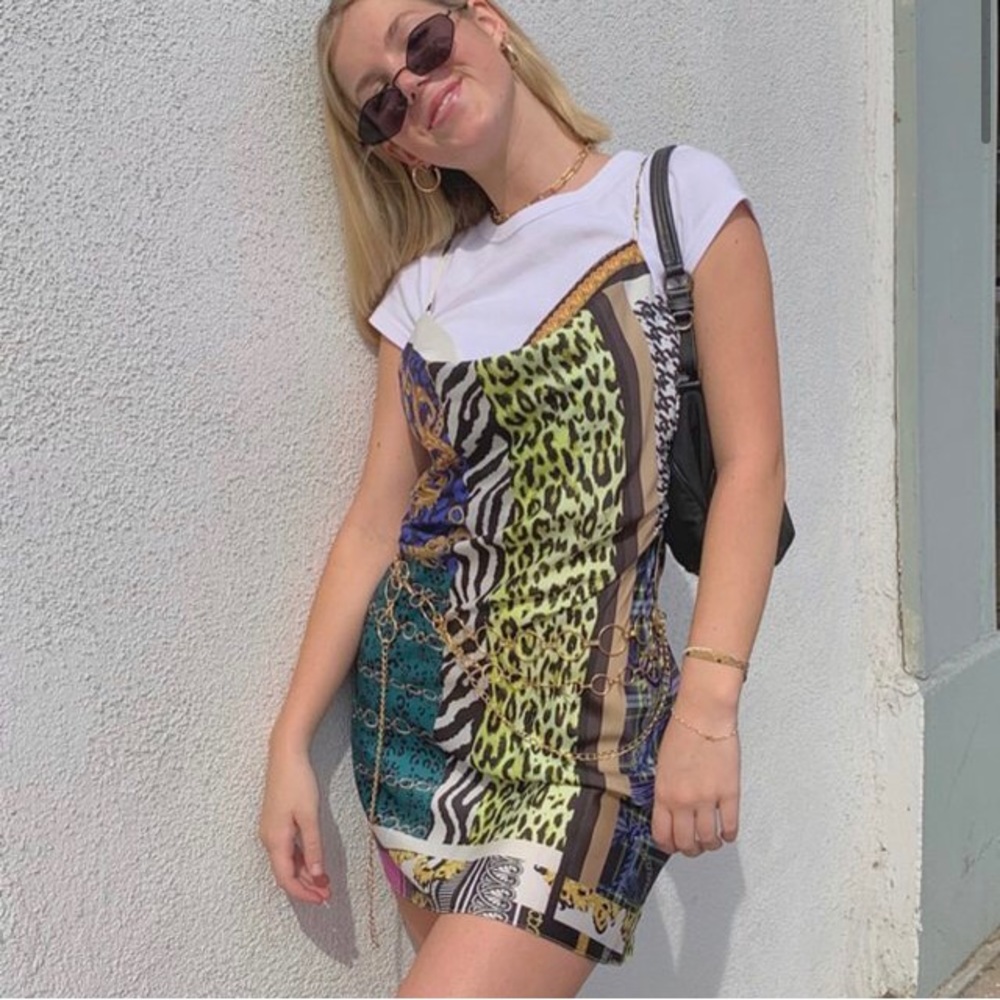 multi print dress from river island